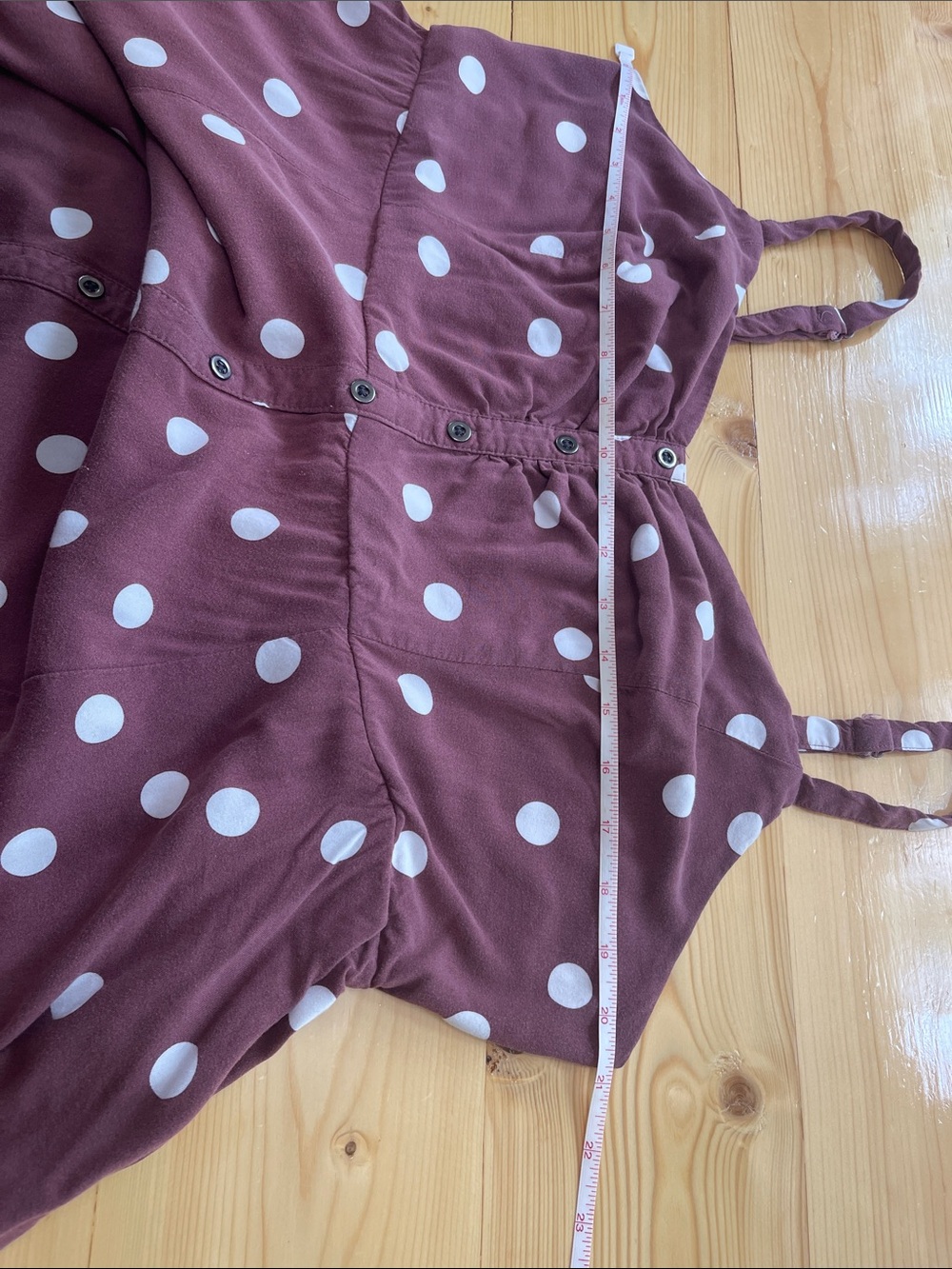 Torrid Mauve Polka Dot Button Front Dress Smocked Back 2X - Picture 11 of 16